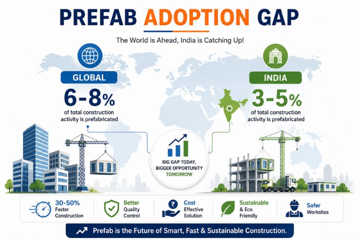 Prefabricated Construction in India vs Global: Usage Data & Future Growth